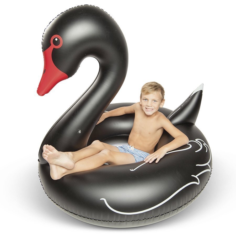 Лебедь круг надувной черный Inflatable Swan 120